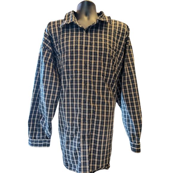 Van Heusen Studio Shirt Mens 3XLT Button Up Long Sleeve Cotton Plaid Blue Gray - Picture 13 of 15